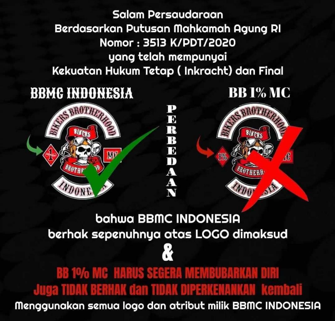 Menang Putusan MA, Dewan Adat BBMC Minta BB 1% MC Membubarkan Diri